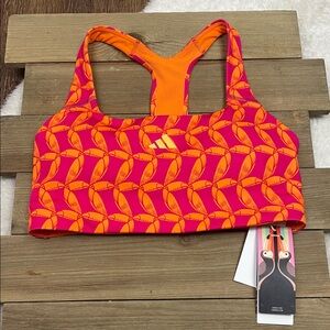 Adidas x Farm Rio NWT Pink/Orange Toucan Pattern Sports Bra